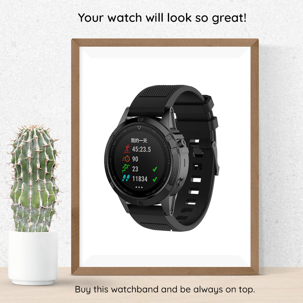 Techsuit W058 rem til Garmin Instinct / Approach / Fenix Watch Series, 20mm, Sort