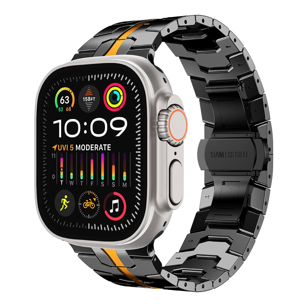 Techsuit W063 rem til Apple Watch 49mm / 46mm / 45mm / 44mm / 42mm serien, Sort Orange