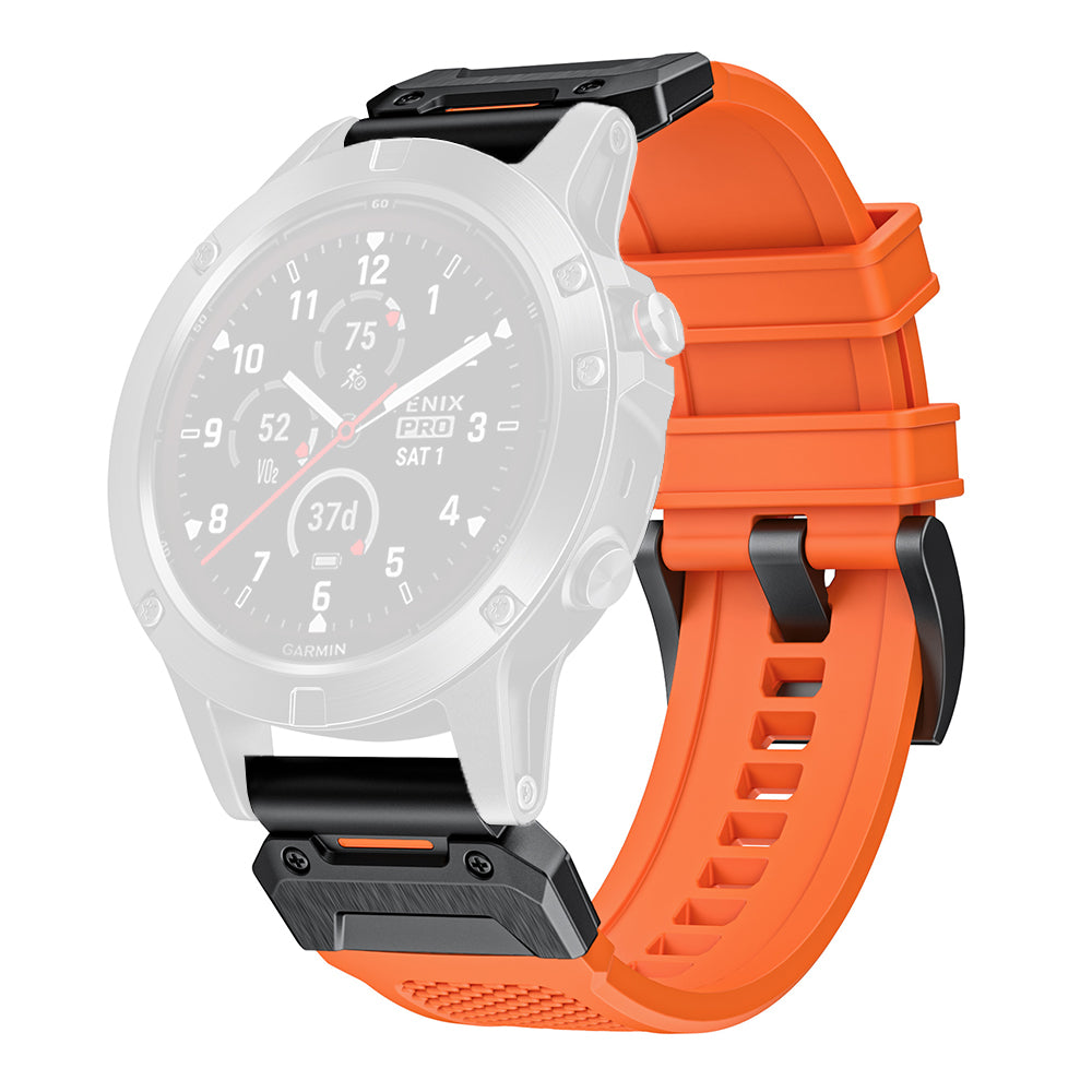 Techsuit W068 Strap for Garmin Watch Fenix Series, 26mm, Black Orange