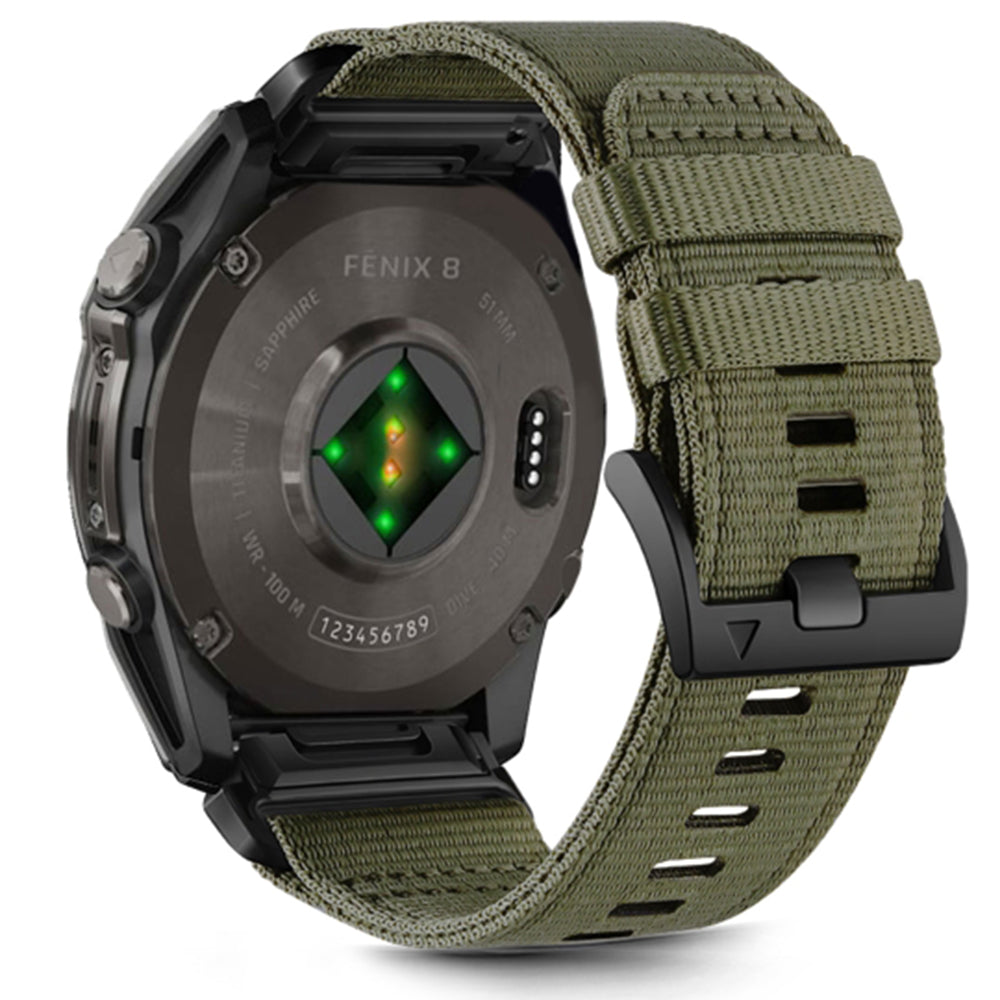 Techsuit W070 rem til Garmin Watch Fenix / Forerunner Series, 22mm, Mørkegrøn
