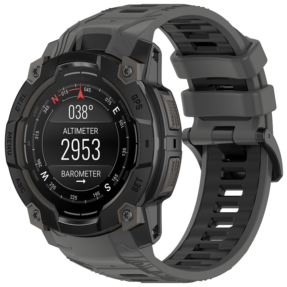 Techsuit W077 rem til Garmin Instinct 3 45mm Solar / Instinct 3 45mm, Grå