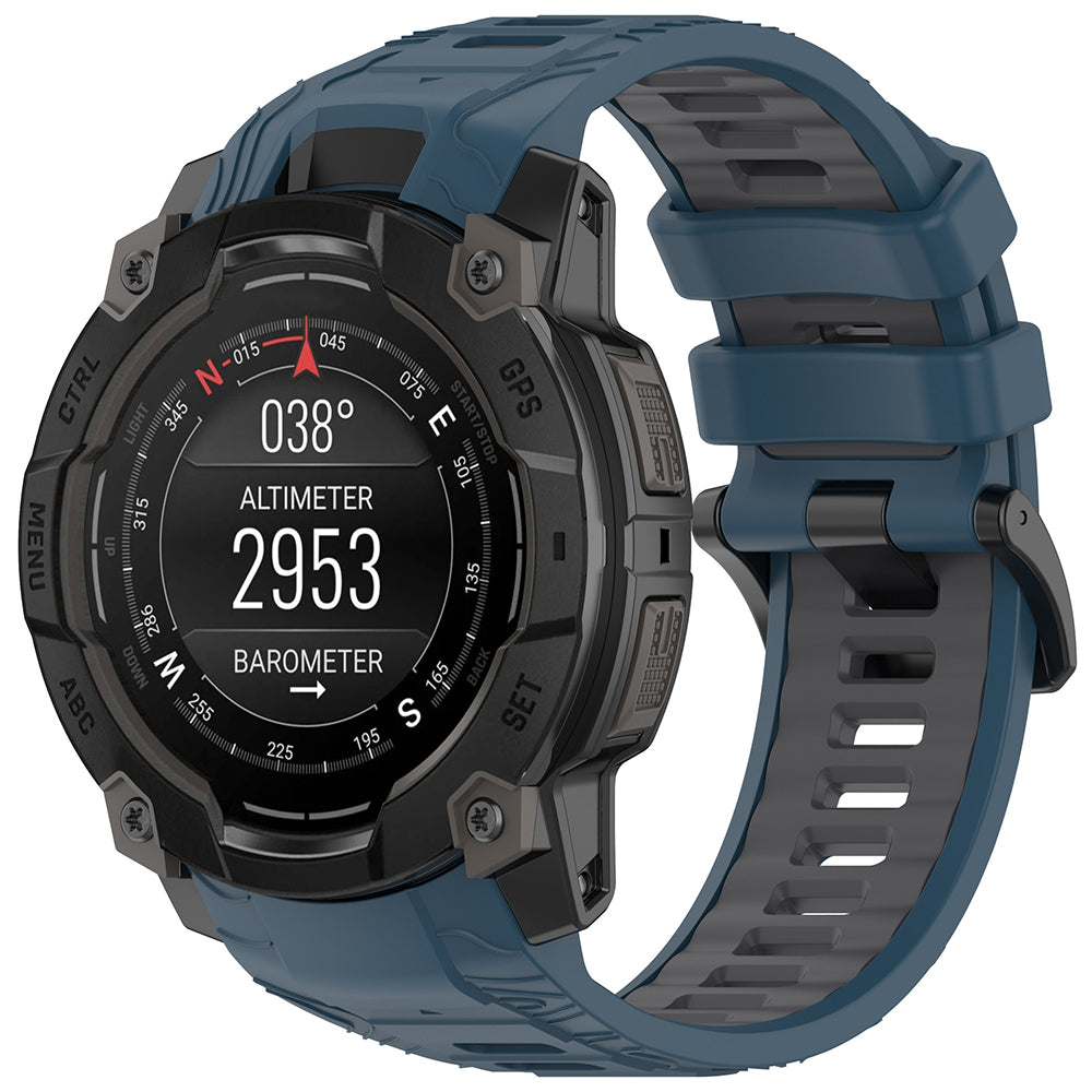 Techsuit W077 rem til Garmin Instinct 3 50mm Solar / Instinct 3 50mm, Marineblå