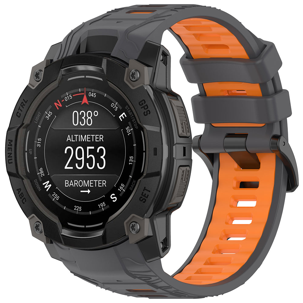 Techsuit W077 rem til Garmin Instinct 3 50mm Solar / Instinct 3 50mm, Grå Orange
