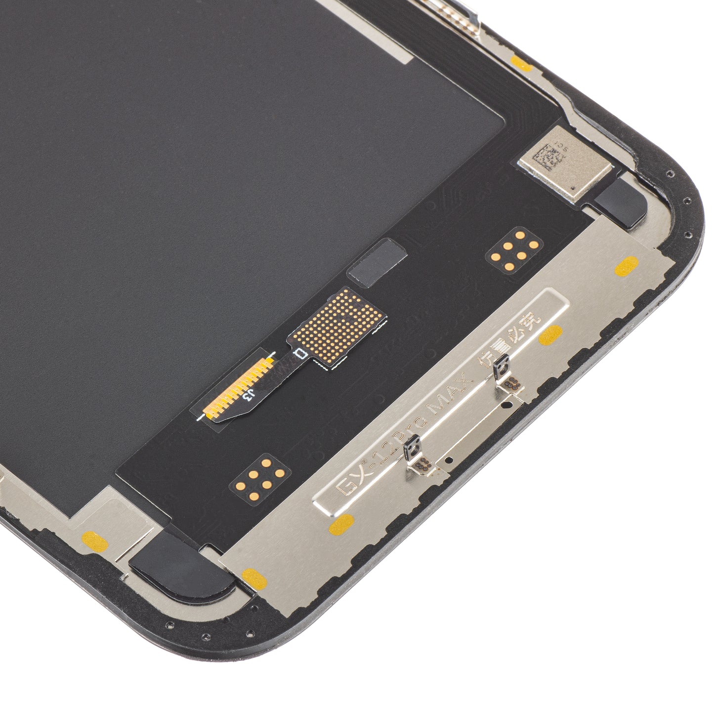 Display med Touchscreen GX til Apple iPhone 12 Pro Max, med Ramme, OLED IC Movable Version, Sort