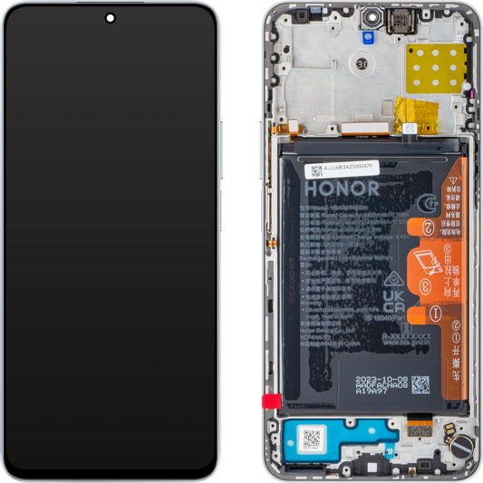 Skærm med touchscreen Honor 90 Lite / X8a, med ramme og batteri, titansølv, servicepakke 0235AEUK 0235AEUK