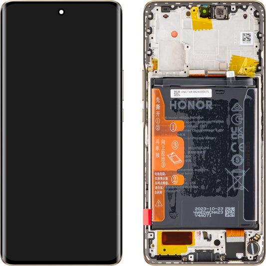 Touchscreen Display med Touchscreen Honor Magic6 Lite, med ramme og batteri, Orange (Sunrise Orange), Service Pack 0235AHHS, Service Pack 0235AHHS
