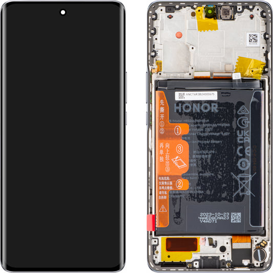 Touchscreen Display Touchscreen Honor Magic6 Lite, med ramme og batteri, Titanium Silver, Service Pack 0235AHHR
