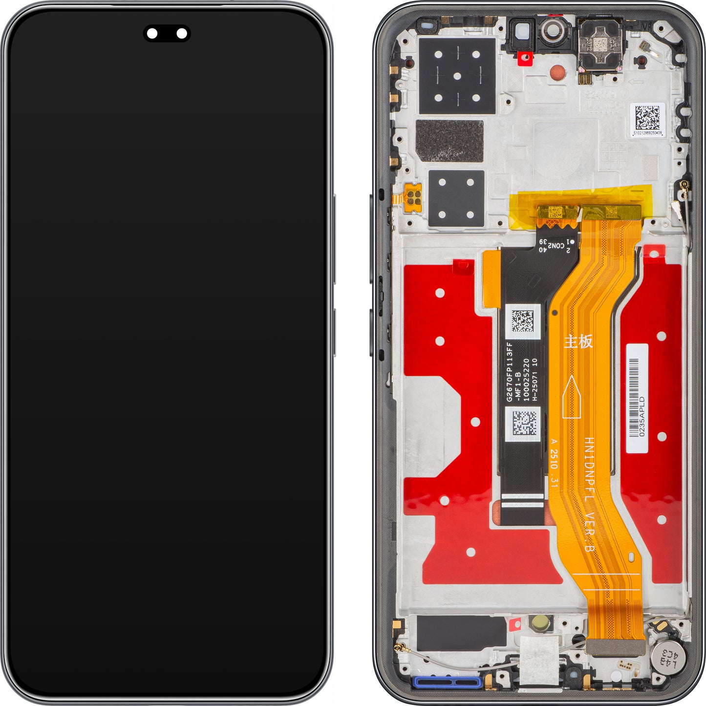 Display med Touchscreen Honor 400 Pro, med Ramme, Sort (Midnight Black), Servicepakke 0235APFA