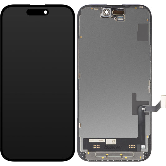 JK Touchscreen Display til Apple iPhone 15, med ramme, In-Cell LCD-version, sort