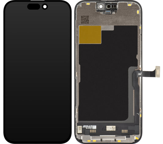 JK Touchscreen Display til Apple iPhone 15 Pro, med ramme, In-Cell LCD-version, sort