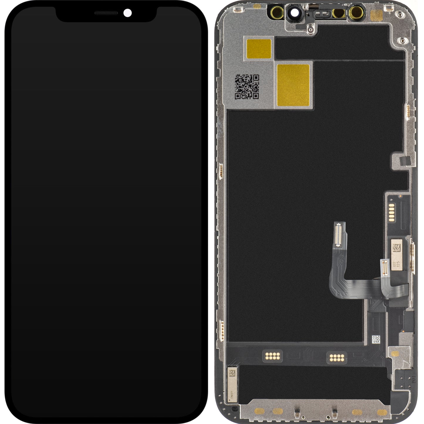 JK Touchscreen Display til Apple iPhone 12 / 12 Pro, med ramme, OLED IC Flytbar version, Sort