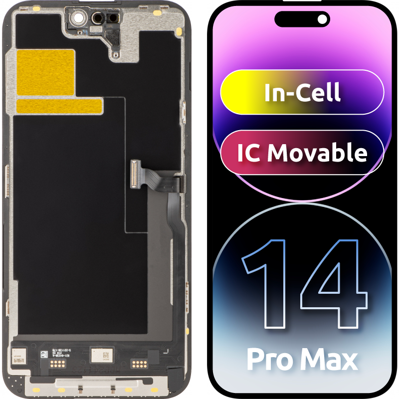 Display med Touchscreen JK til Apple iPhone 14 Pro Max, med Ramme, LCD In-Cell IC Movable Version, Sort