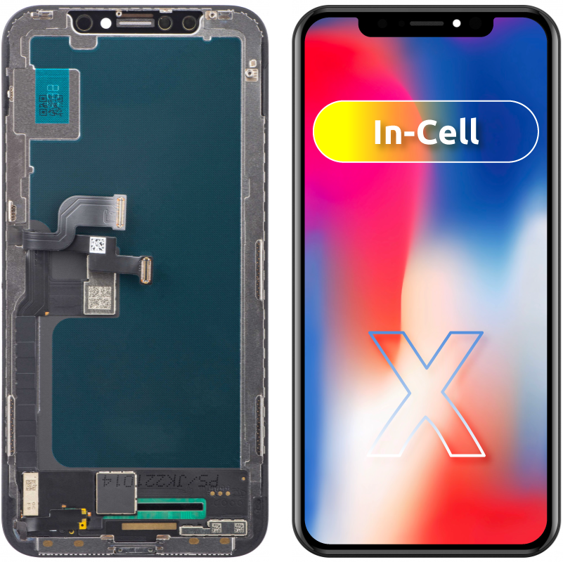 JK Touchscreen Display til Apple iPhone X, med ramme, In-Cell LCD-version, sort