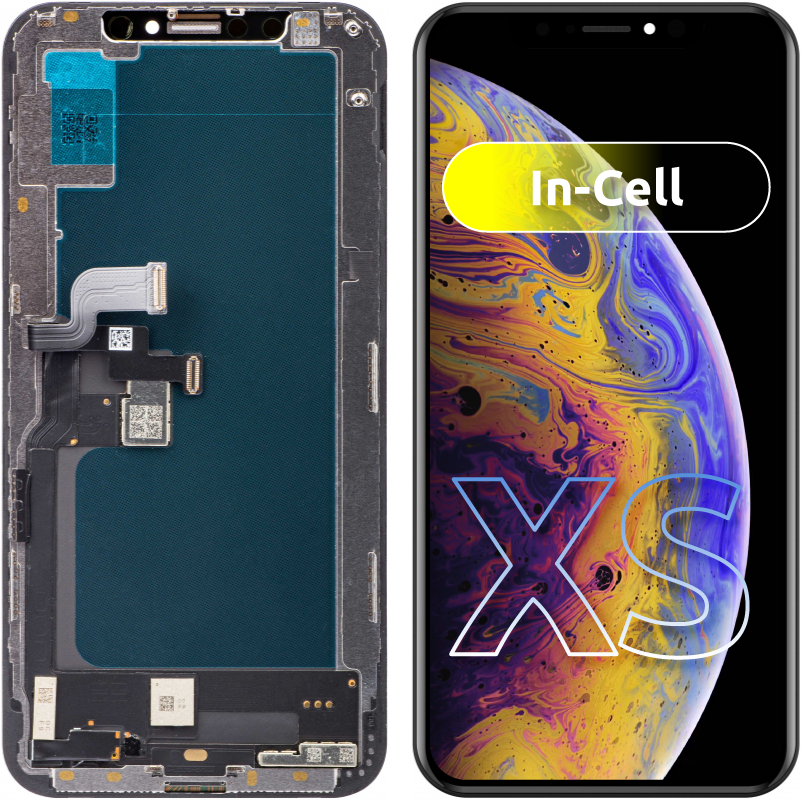 Touchscreen Display JK til Apple iPhone XS, med ramme, In-Cell LCD-version, sort