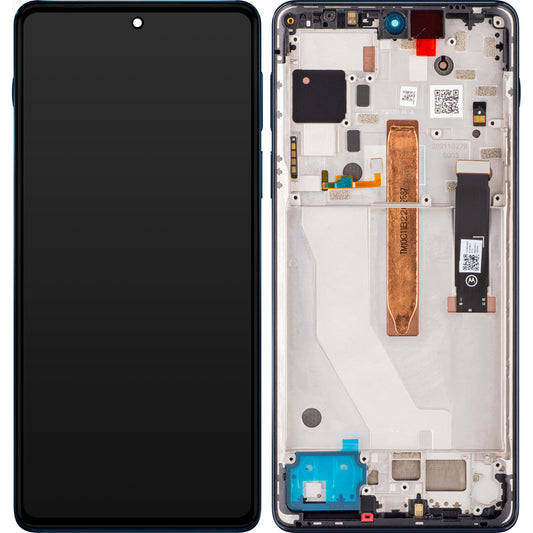Motorola Edge 20 Pro Touchscreen Display Motorola Edge 20 Pro, med ramme, Midnight Blue, Service Pack 5D68C19375