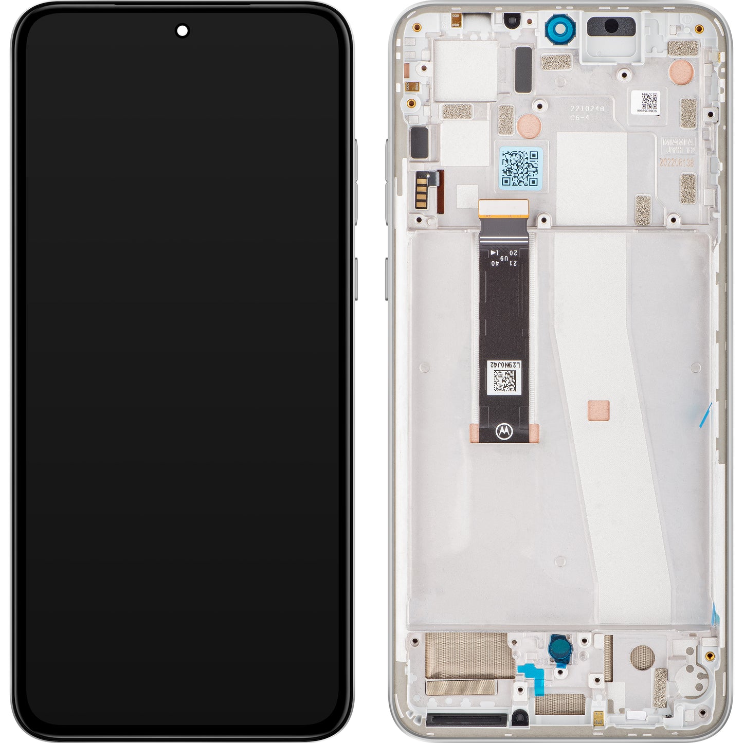 Motorola Edge 30 Neo Touchscreen Display, med ramme, Silver (Ice Palace), Service Pack 5D68C21404