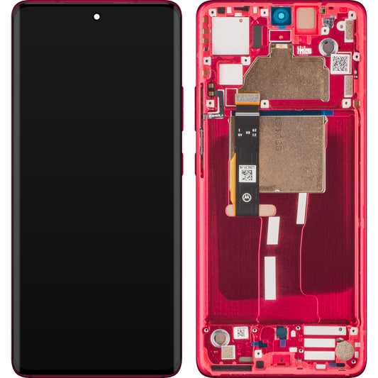 Touchscreen Display Motorola Edge 30 Fusion, med ramme, rød (Viva Magenta), Service Pack 5D68C22034