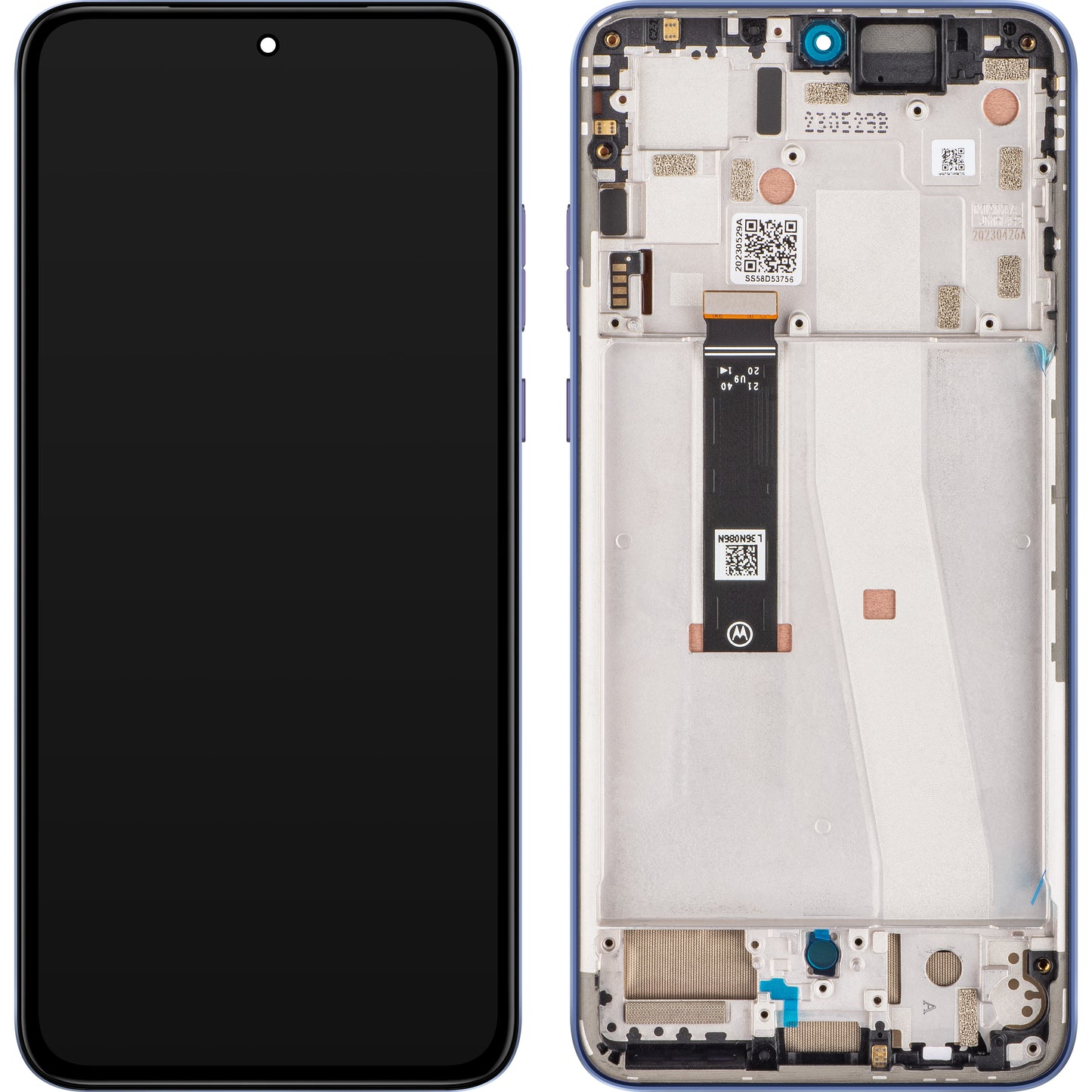 Touchscreen Display Motorola Edge 30 Neo, med ramme, Purple (Very Peri), Service Pack 5D68C21405