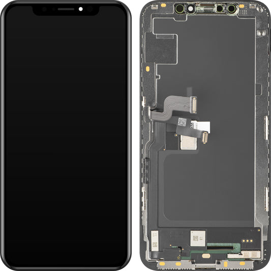 Display med MP touchscreen kompatibel med Apple iPhone XS, med ramme, Soft OLED FHD-version, Sort