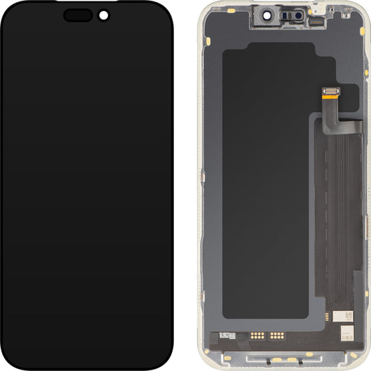 MP Touchscreen-display kompatibel med Apple iPhone 17 Pro Max, med ramme, Soft OLED FHD IC Movable version, sort