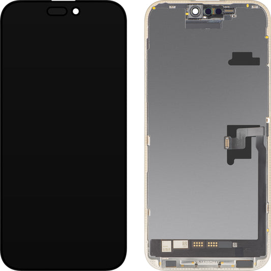 MP Touchscreen-display kompatibel med Apple iPhone 16 Pro Max, med ramme, Soft OLED FHD IC Movable version, sort