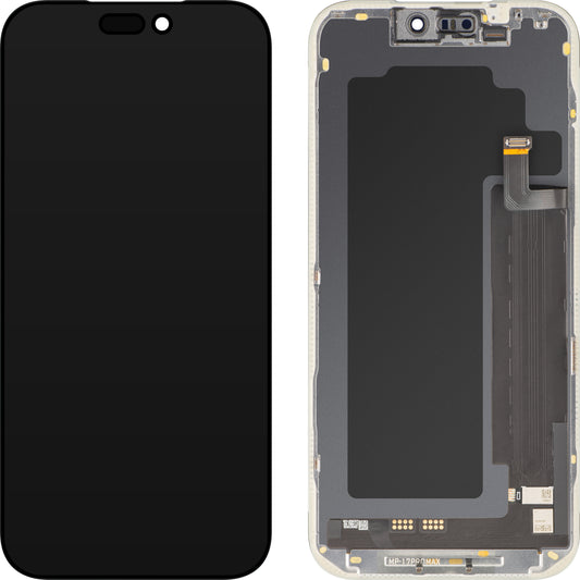 MP Touchscreen-display kompatibelt med Apple iPhone 17 Pro Max, med ramme, Soft Version OLED FHD Diagnostic, sort