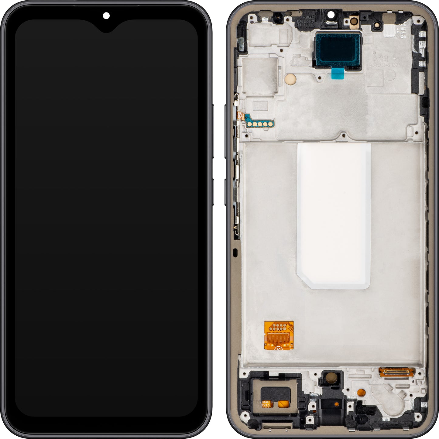 MP Touchscreen-display kompatibelt med Samsung Galaxy A34 A346, med ramme, OLED-version, sort, swap