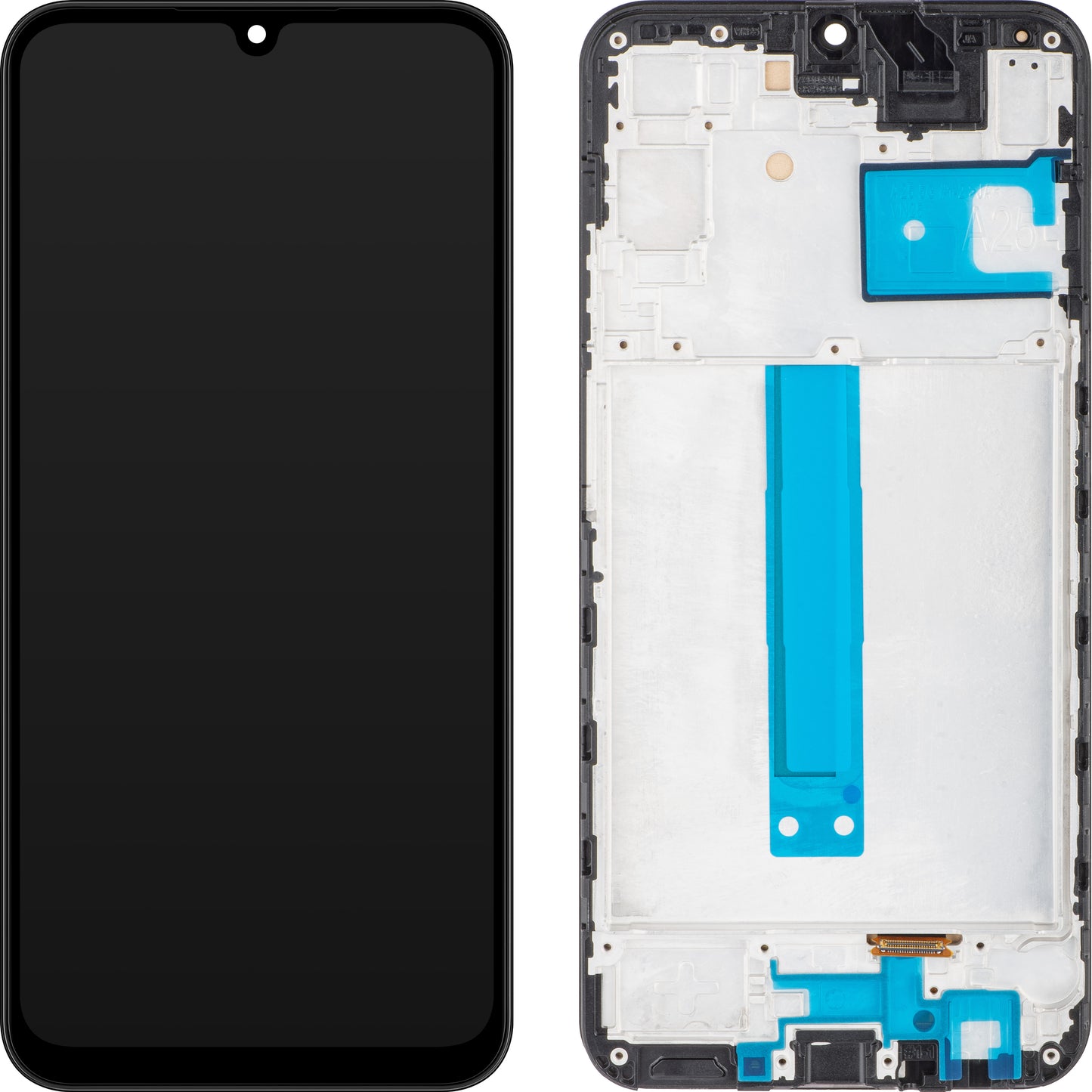 Touchscreen MP-skærm kompatibel med Samsung Galaxy A25 A256, med ramme, sort