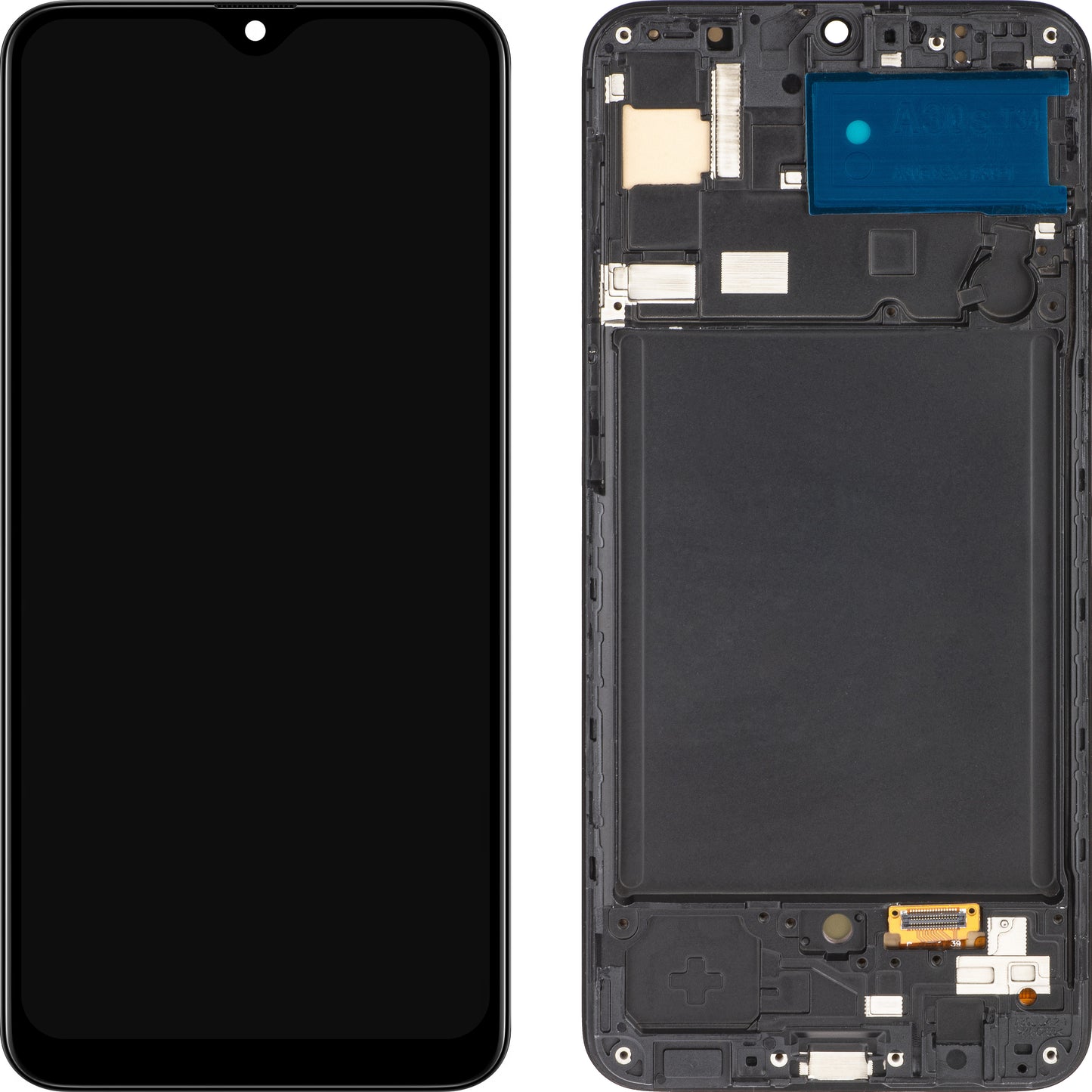 MP Touchscreen Display kompatibel med Samsung Galaxy A30s A307, med ramme, OLED-version, sort