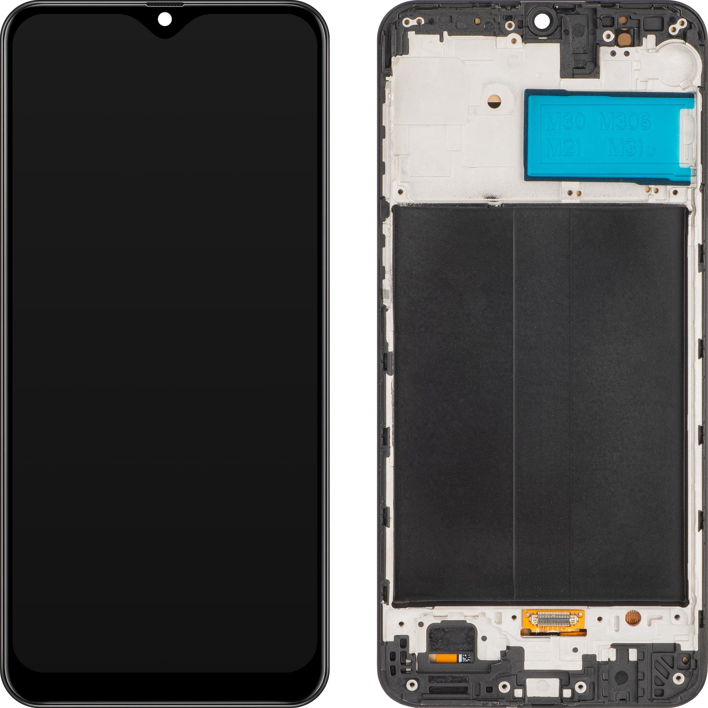 MP Touchscreen Display kompatibel med Samsung Galaxy M31 M315 / M21 M215 / M30s M307 / M30 M305, med ramme, OLED-version, sort