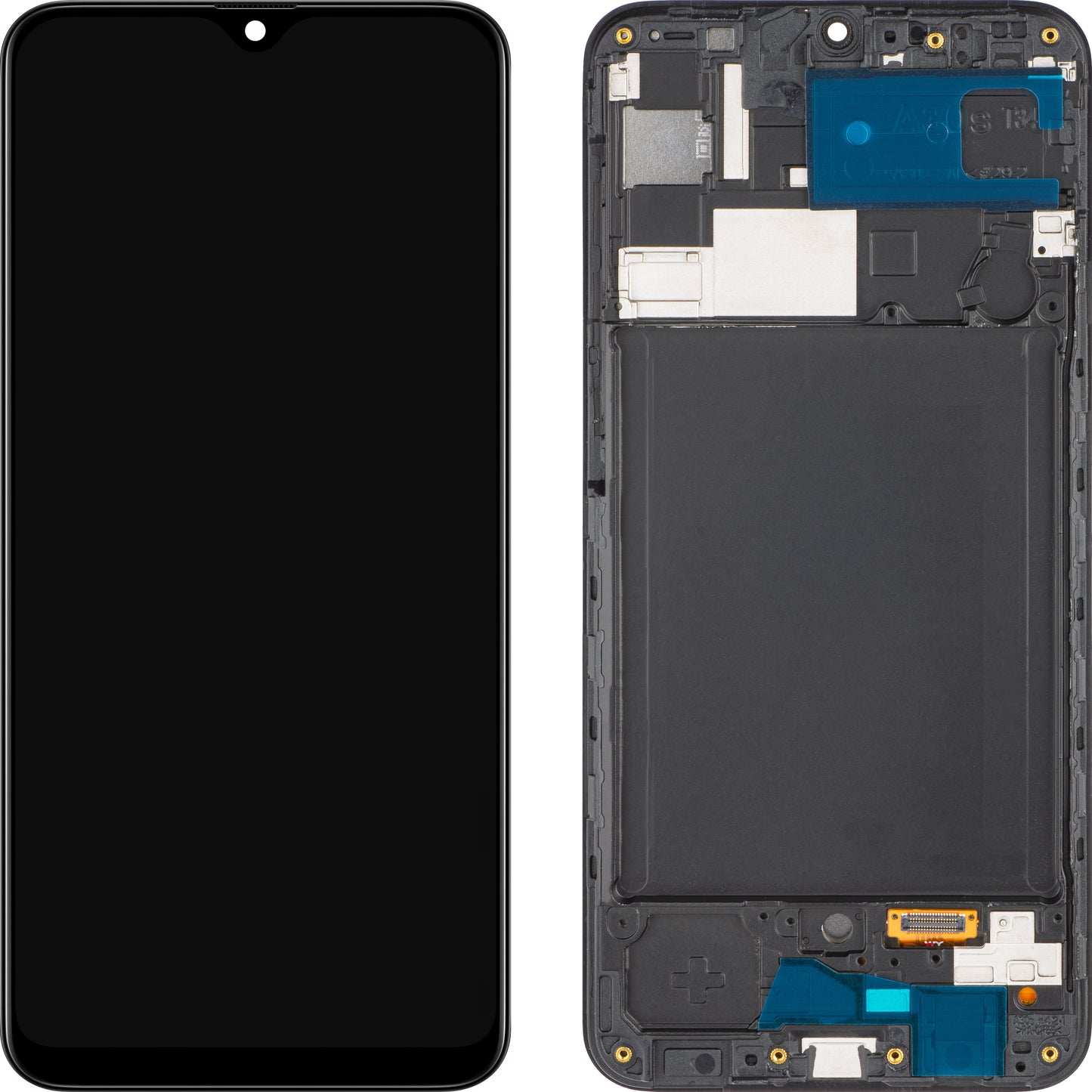 MP Touchscreen Display kompatibel med Samsung Galaxy A30s A307, med ramme, sort