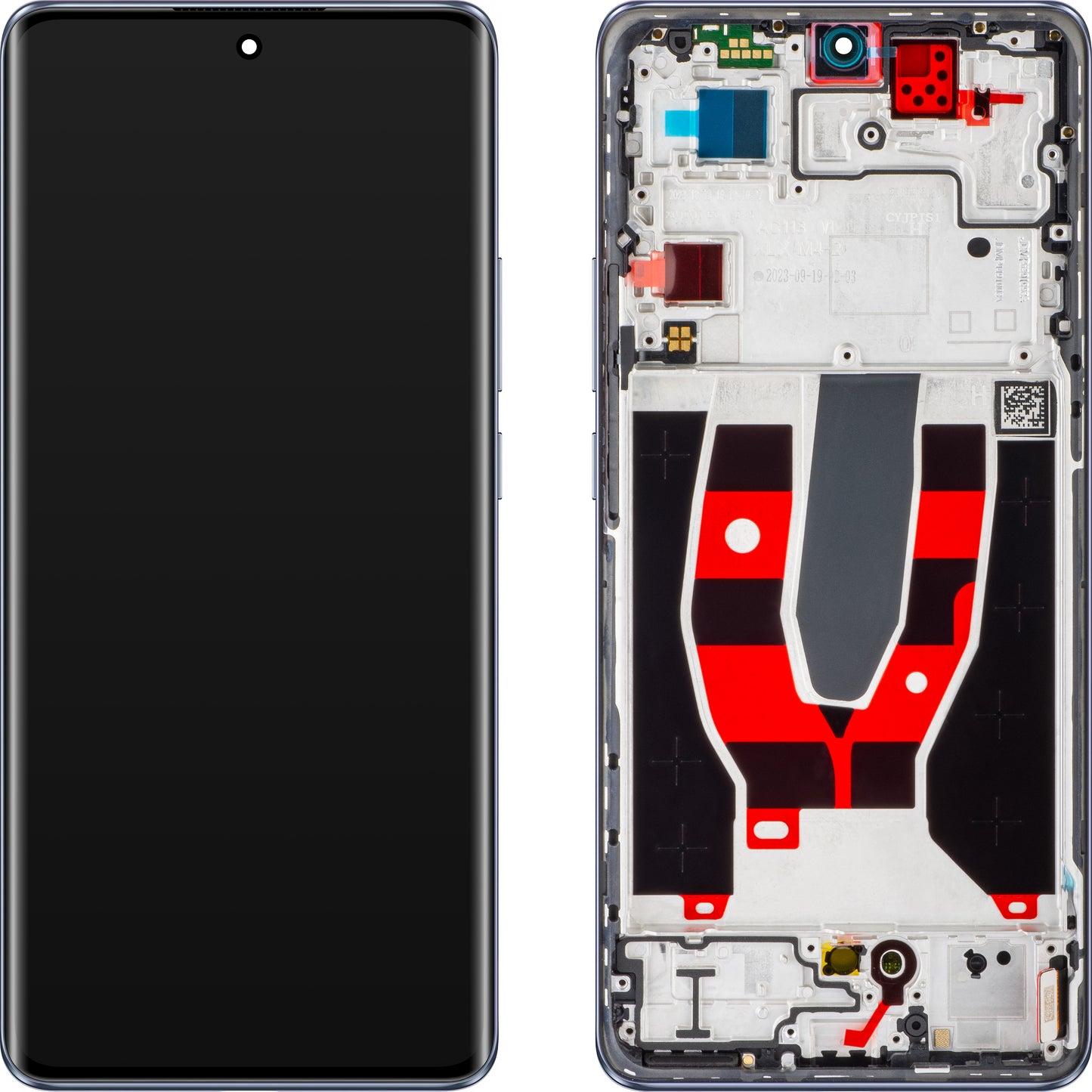 Oppo Reno10 Touchscreen-skærm med ramme, blå (isblå), servicepakke 621029000061