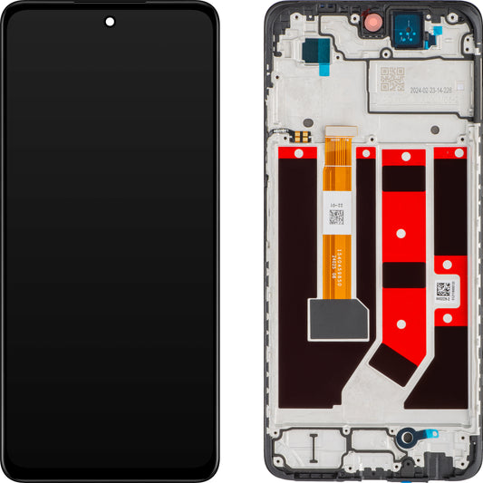 Touchscreen-skærm Oppo A58 4G, med ramme, sort, servicepakke 621029000089