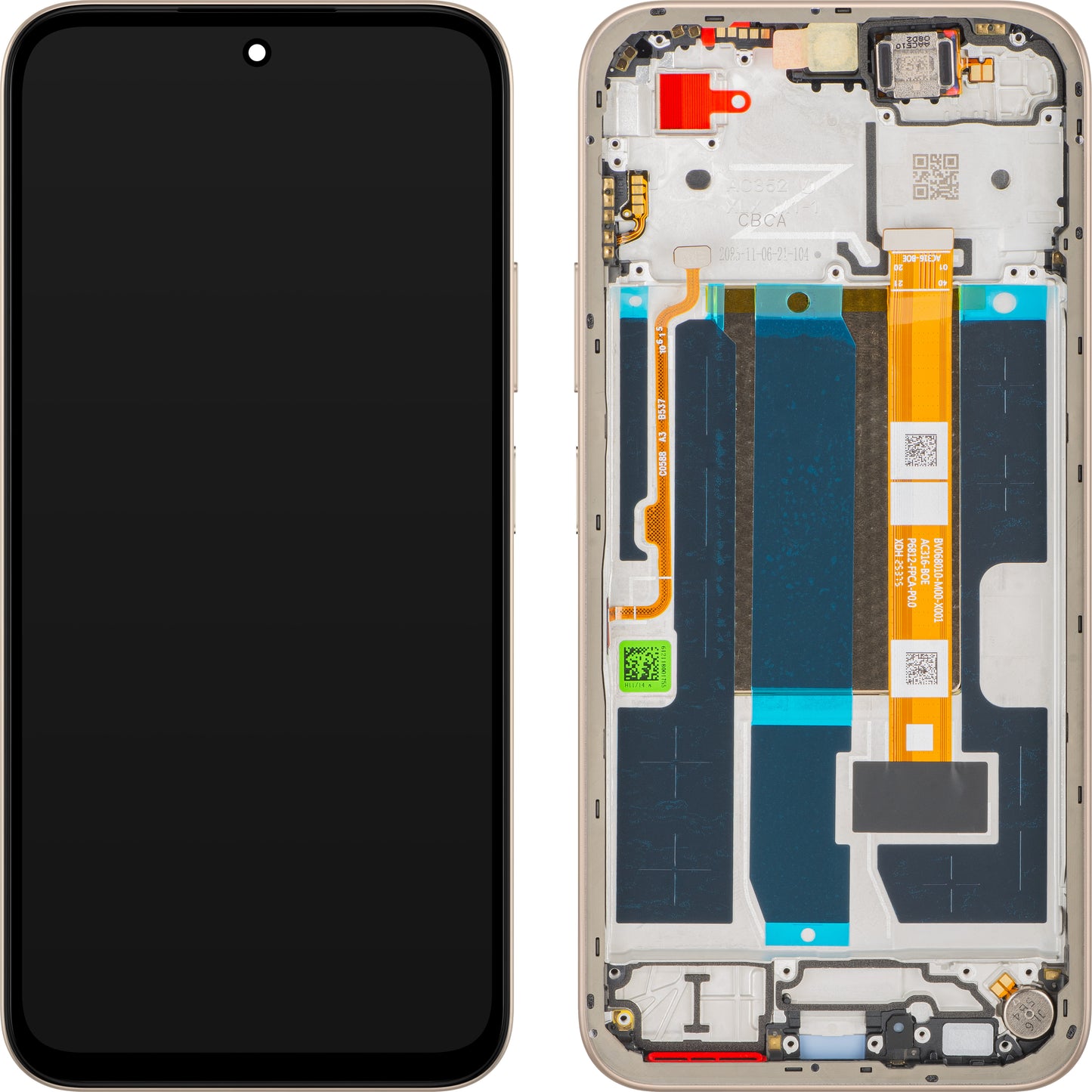 Display med Touchscreen Oppo A6, med Ramme, Gylden (Aurora Gold), Service Pack 621029000760