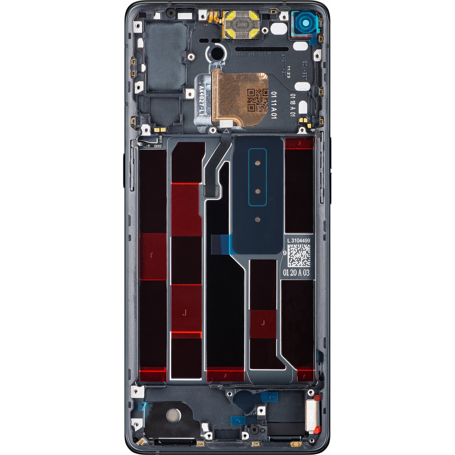 Display med touchscreen Oppo Reno4 Pro 5G, med ramme, sort (Space Black), Service Pack 4904736