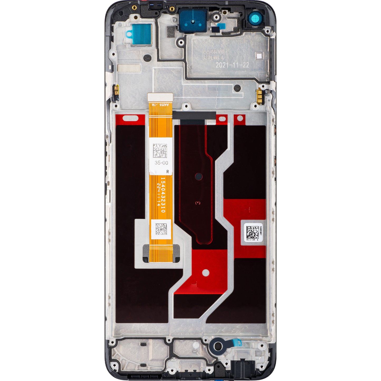 Touchscreen-display til Oppo A96, med ramme, sort, Service Pack 4130058