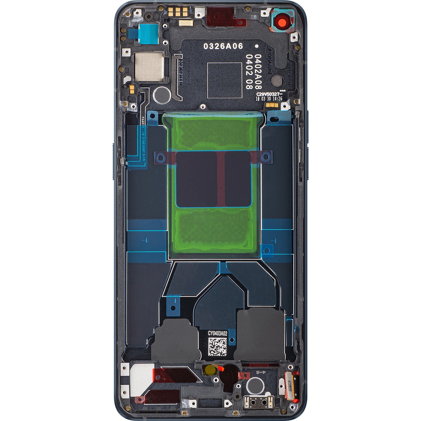 Touchscreen Display Oppo Reno6 5G, med ramme, sort (Stellar Black), Service Pack 4907749