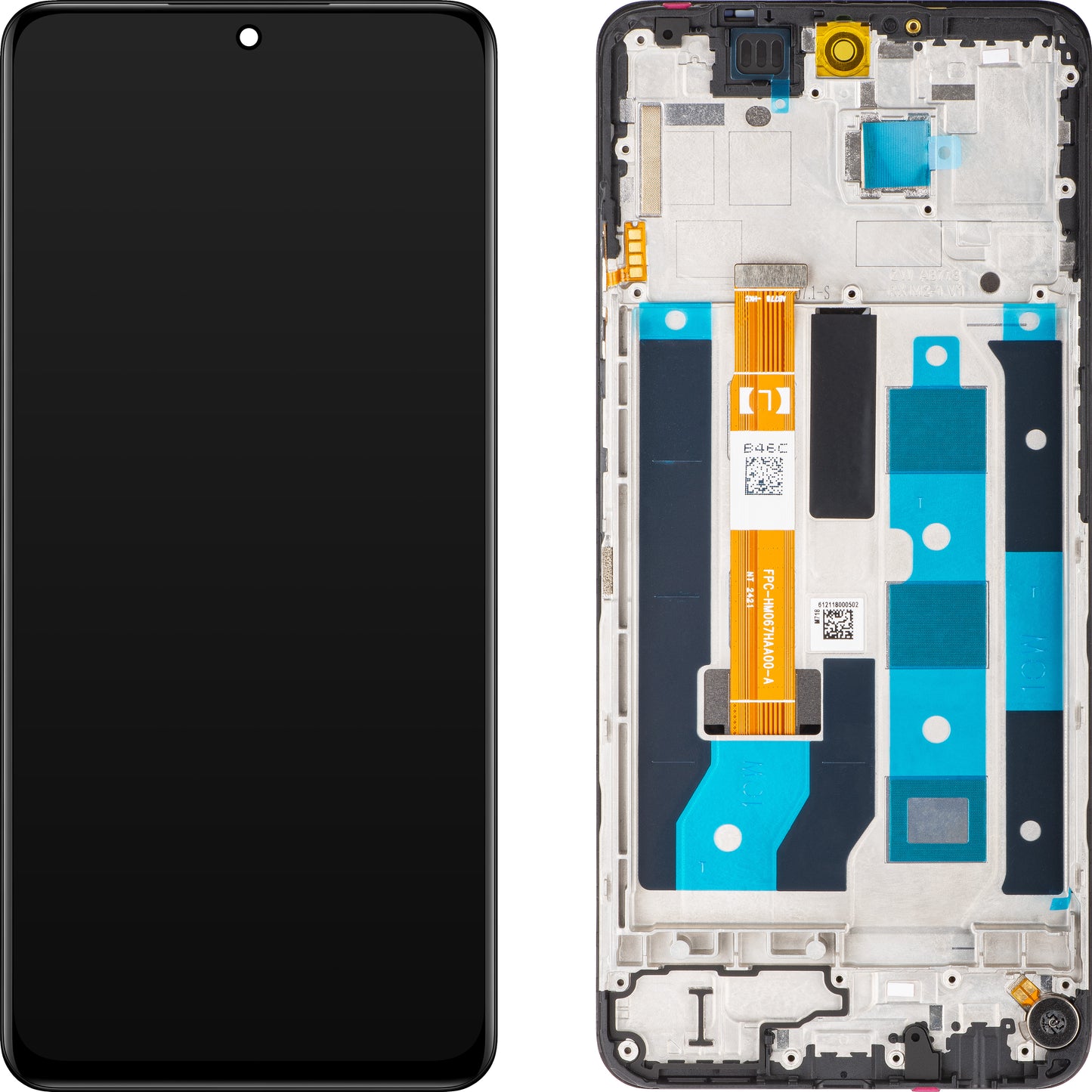 Touchscreen-skærm Realme 12x, med ramme, glødende sort, servicepakke 621029000186