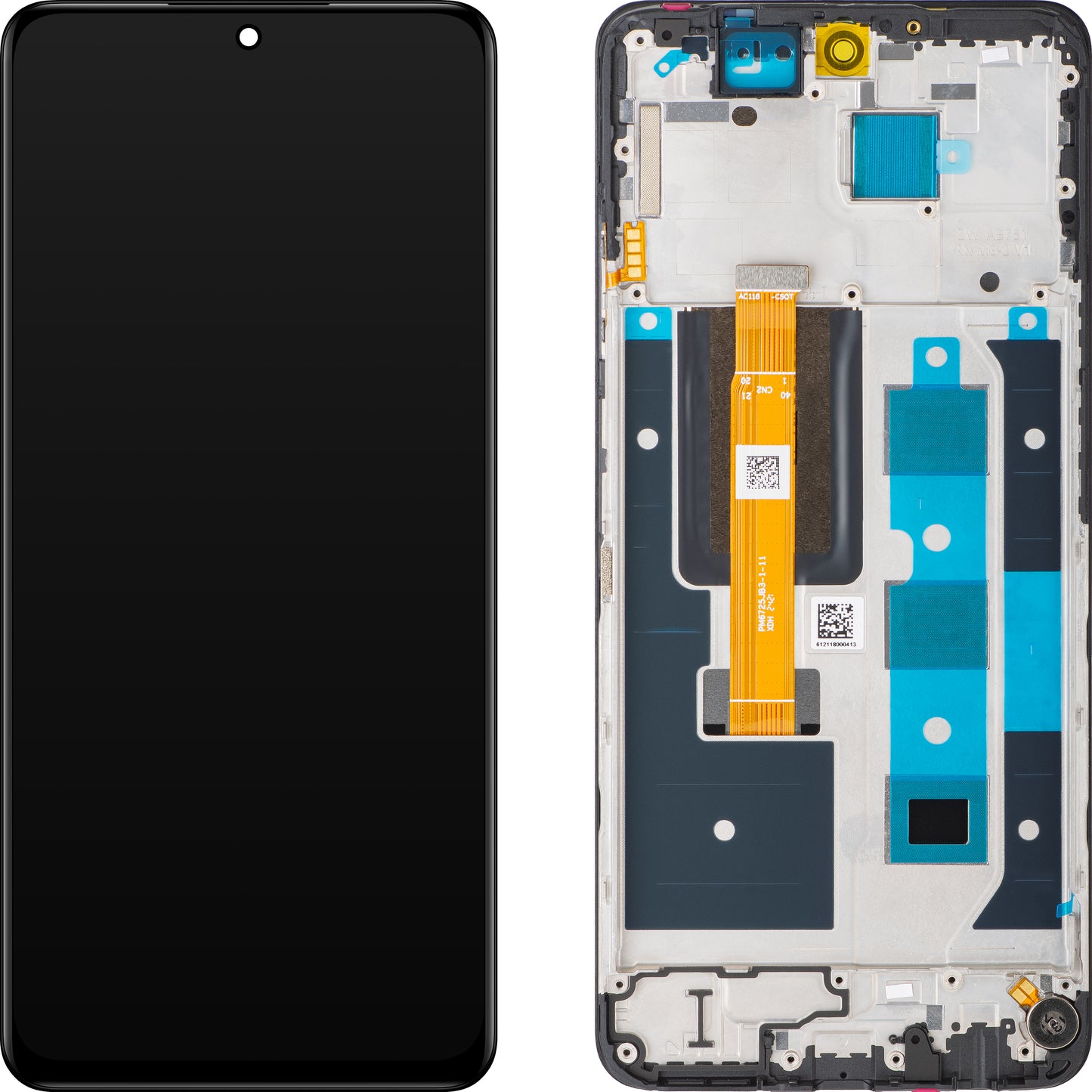 Touchscreen-display til Realme 12, med ramme, sort, Swap 621029000184