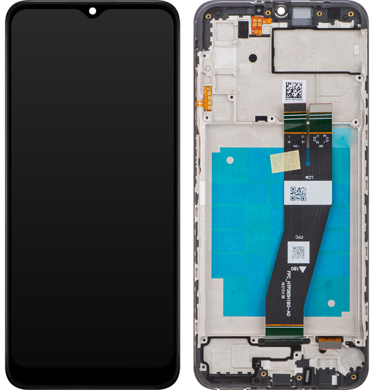 Touchscreen-skærm Samsung Galaxy A03s A037, med ramme, version G, sort, servicepakke GH81-21233A
