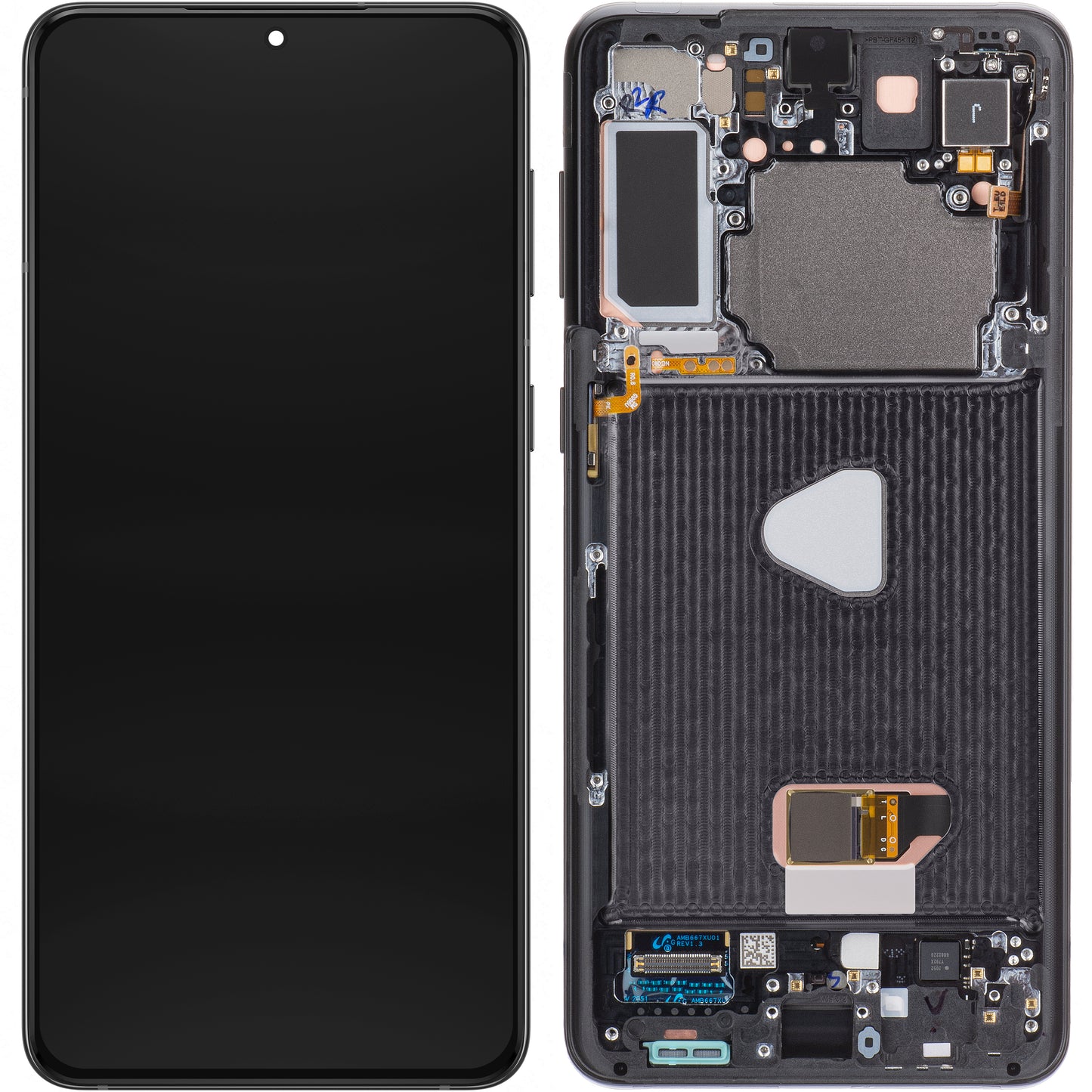 Touchscreen-skærm Samsung Galaxy S21+ 5G G996, med ramme, sort, servicepakke GH82-27268A