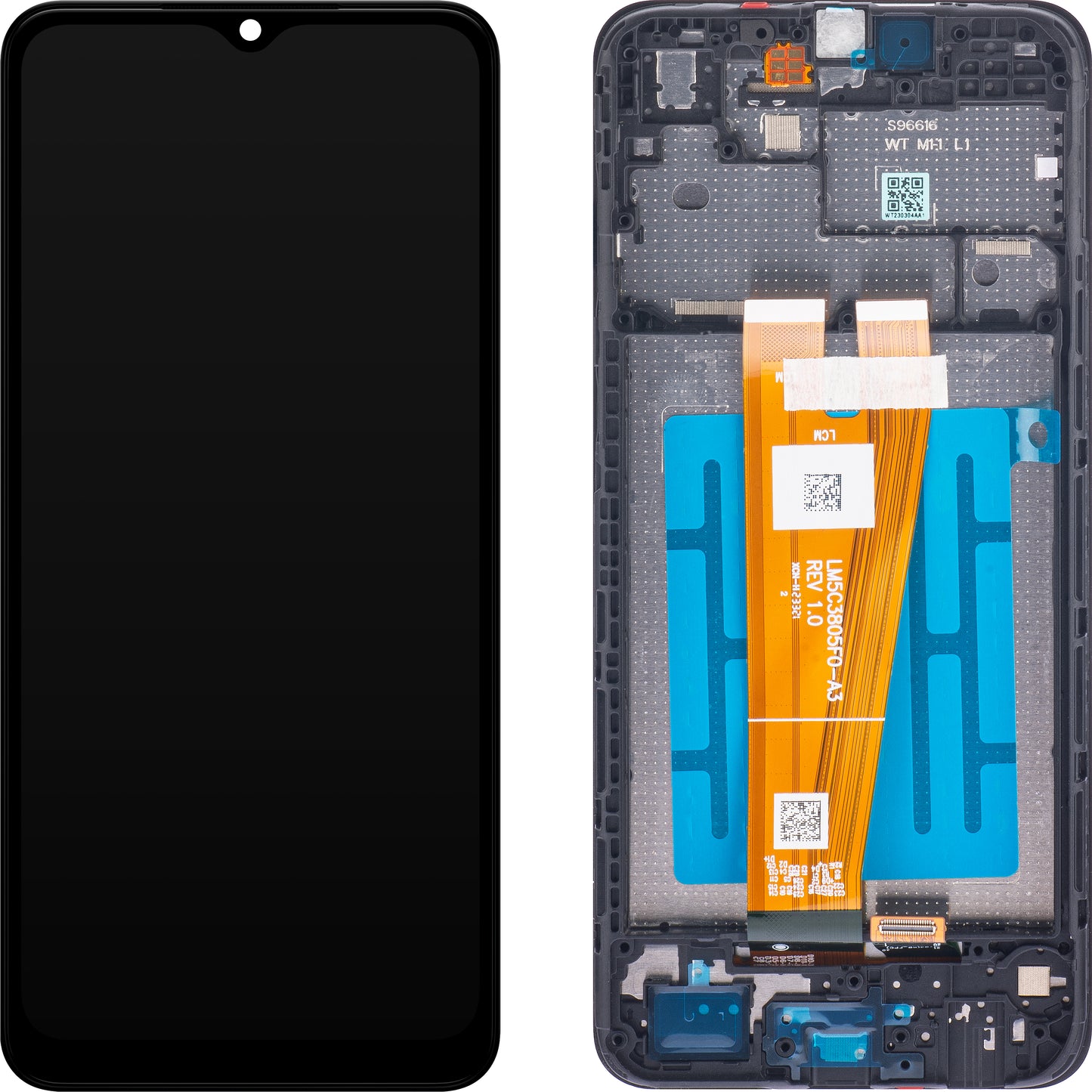 Touchscreen Display Samsung Galaxy A04 A045, med ramme, sort, Service Pack GH81-22731A