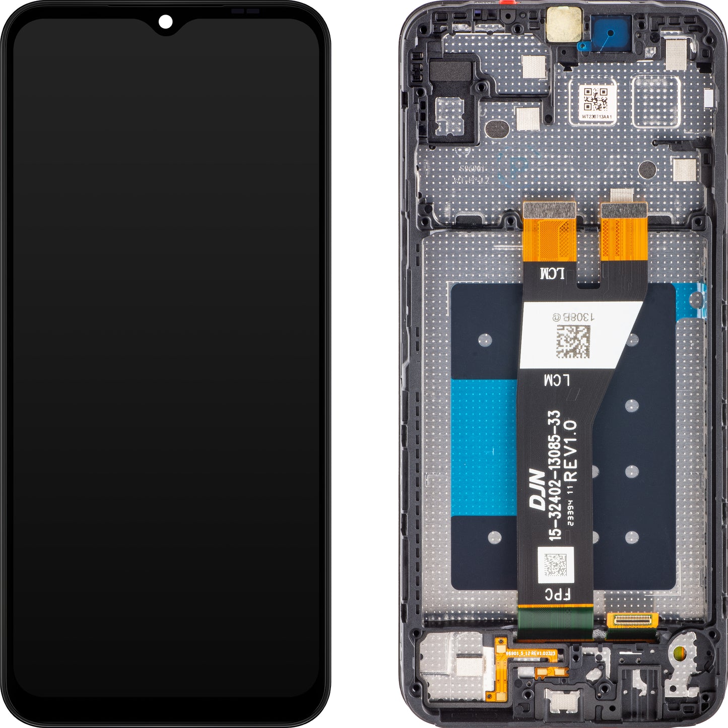 Touchscreen-skærm Samsung Galaxy A14 5G A146, med ramme, sort, servicepakke GH82-30658A