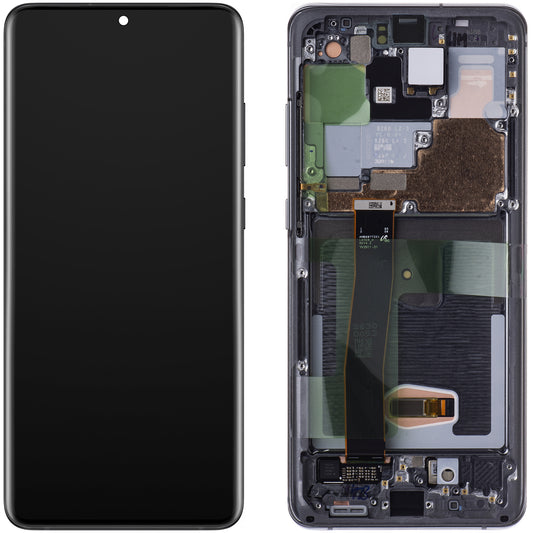 Samsung Galaxy S20 Ultra 5G G988 / S20 Ultra G988 Touchscreen Display, med ramme, sort, Service Pack GH82-26032A