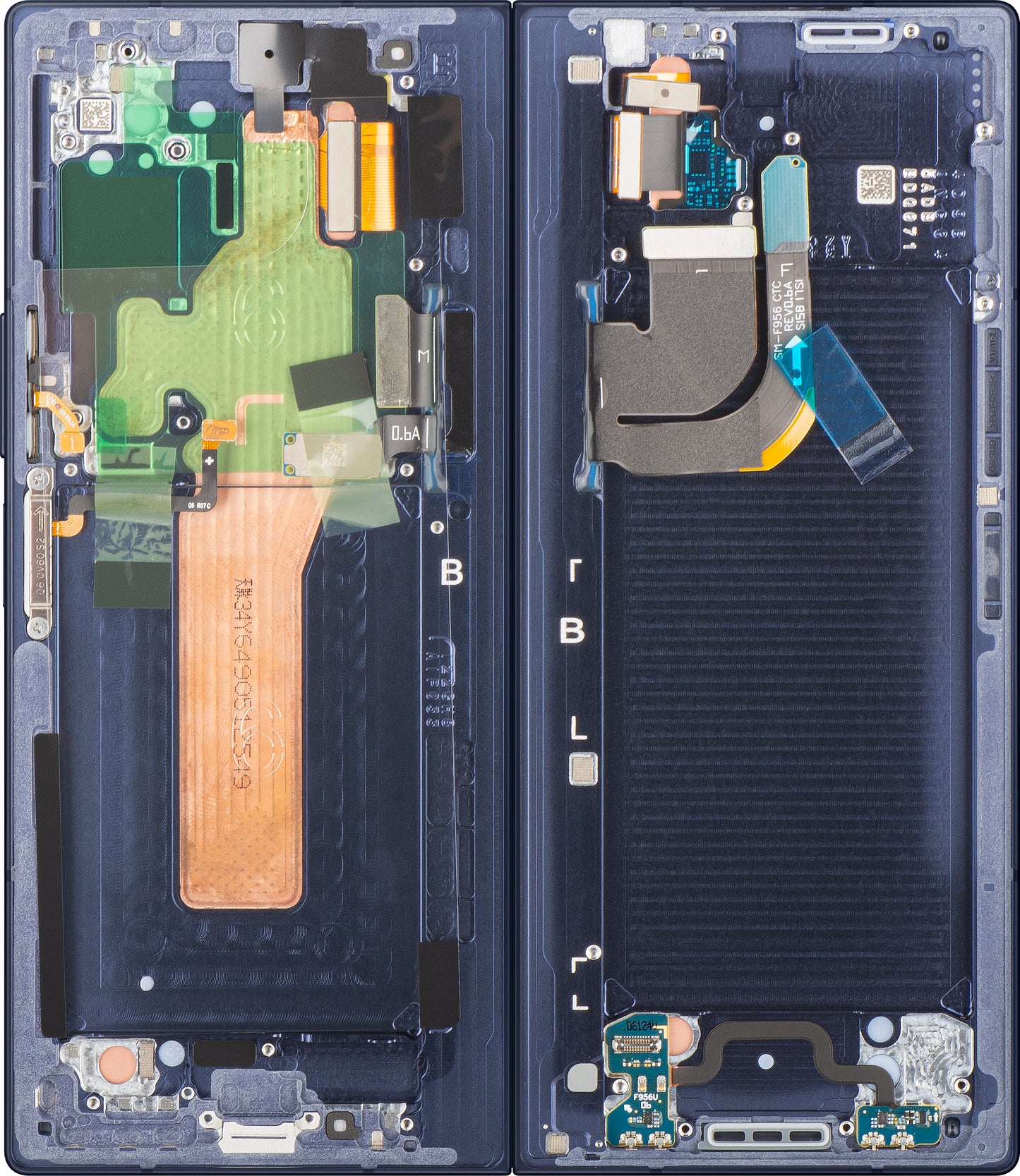 Samsung Galaxy Z Fold6 F956 Touchscreen-display med ramme, under inner, marineblå (Navy), servicepakke GH82-35042C