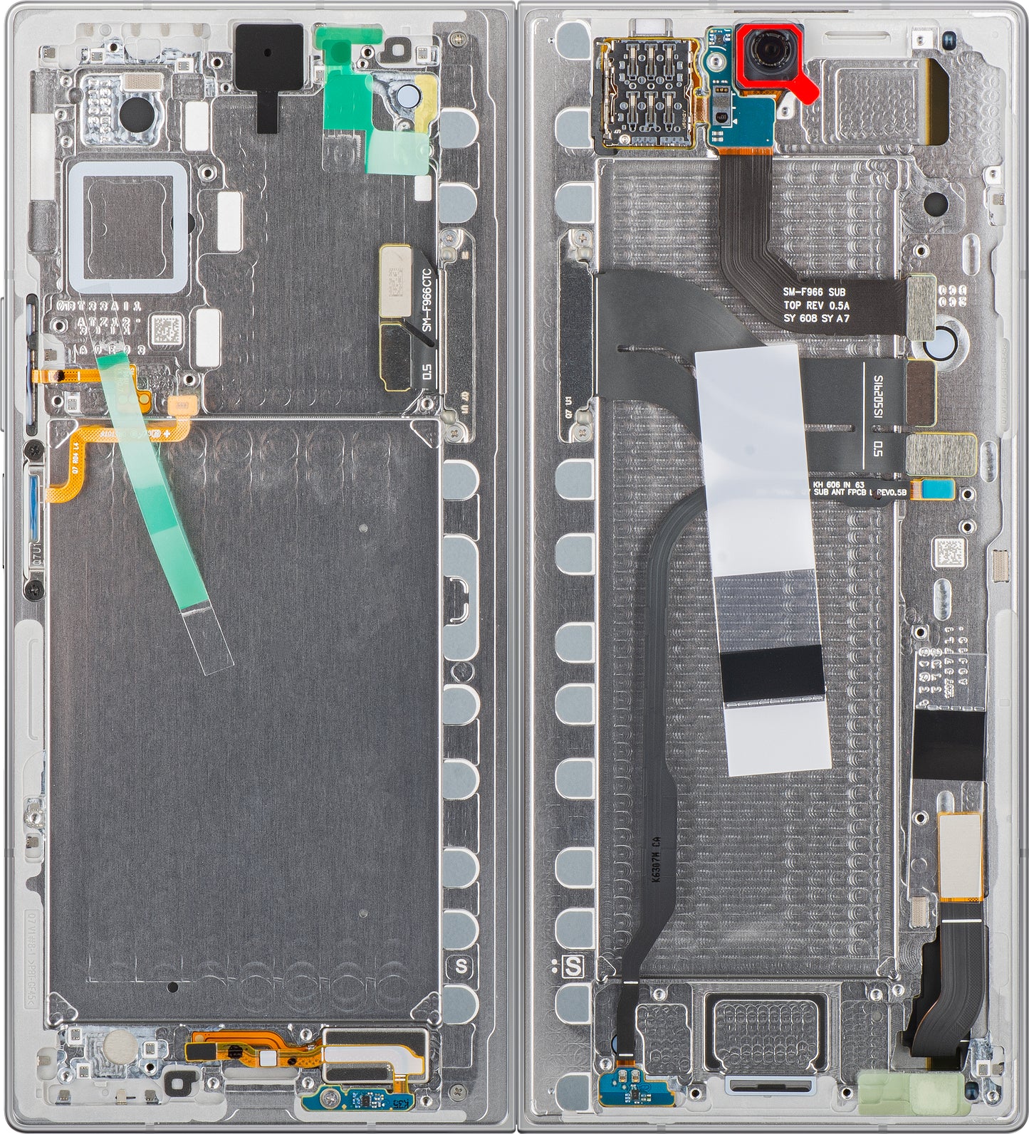 Samsung Galaxy Z Fold7 F966 Touchscreen-display med ramme, under indre, sølv (Silver Shadow), servicepakke GH82-37548A