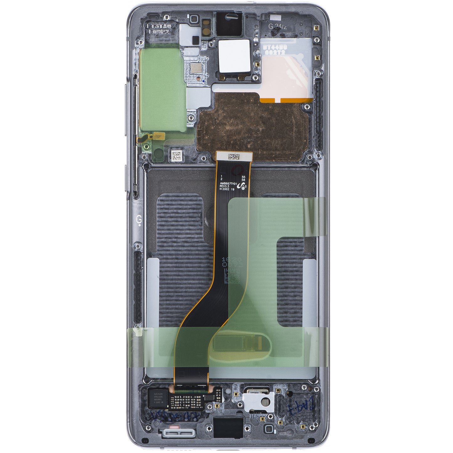 Touchscreen-skærm Samsung Galaxy S20 5G G981 / S20 G980, med ramme, Sort (Cosmic Grey), Service Pack GH82-31432A