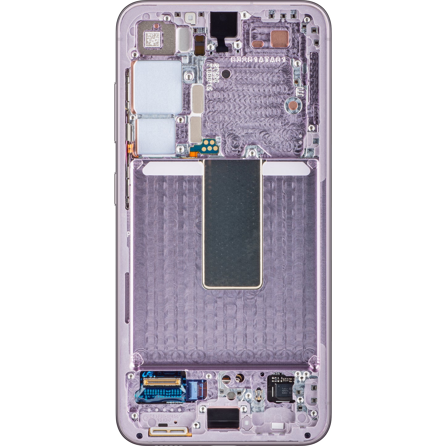 Samsung Galaxy S23 S911 Touchscreen-skærm med ramme, pink (lavendel), servicepakke GH82-30480D