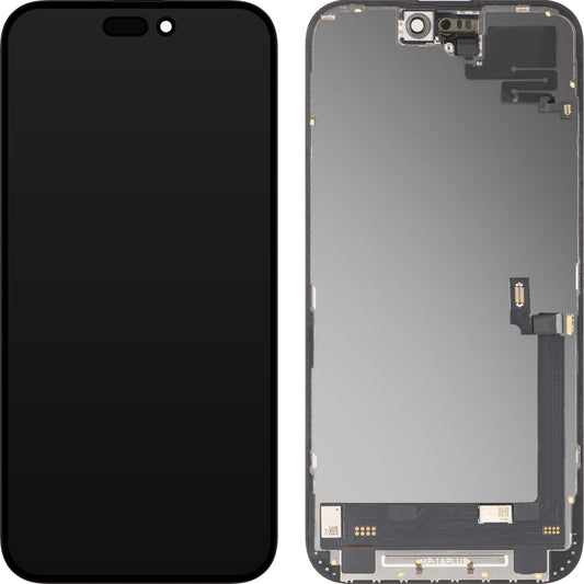 Touchscreen-display med nærhedssensor MP kompatibel med Apple iPhone 16 Plus, med ramme, OLED FHD diagnostisk softwareversion, sort