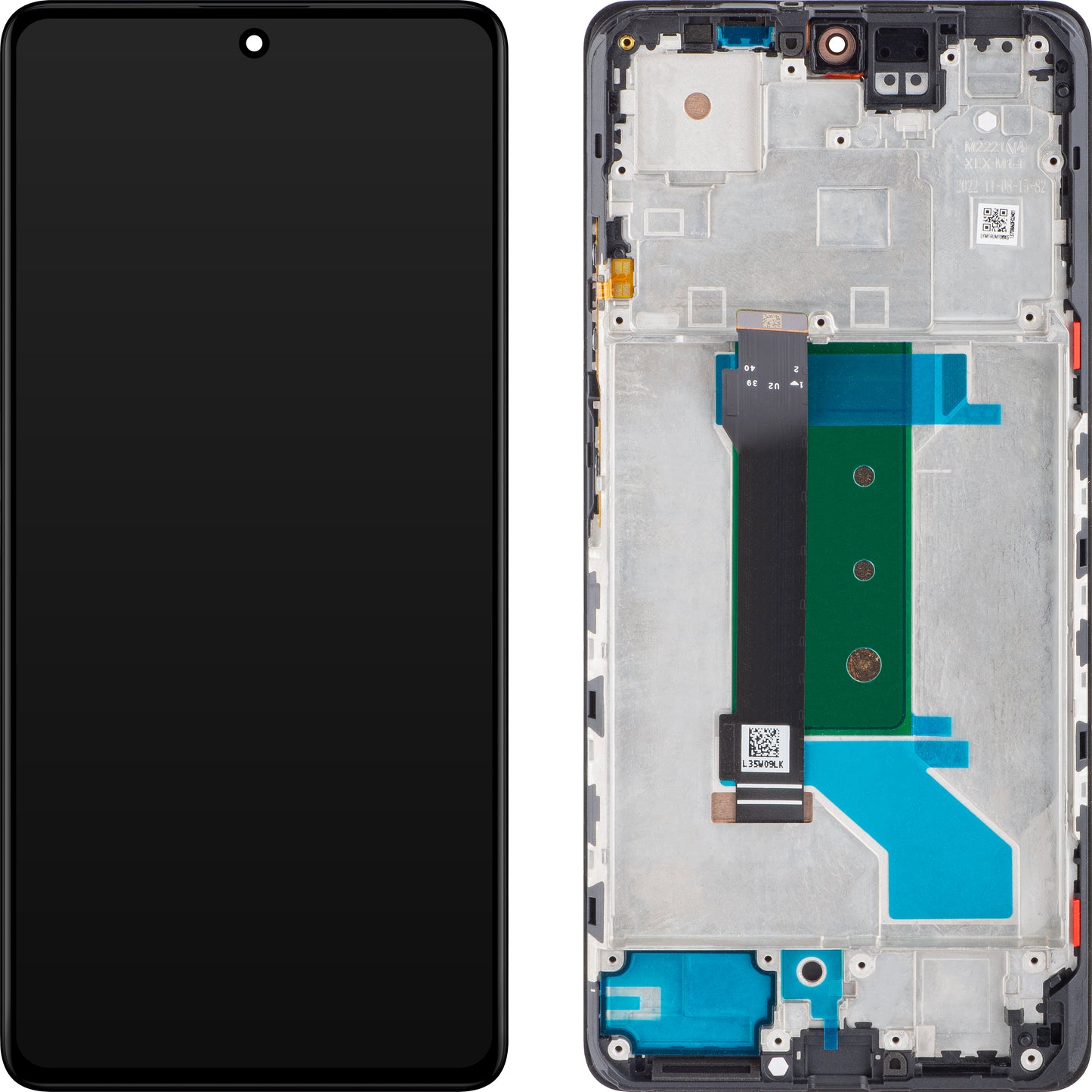 Display med Touchscreen Xiaomi Redmi Note 12 Pro+, med Ramme, Sort (Obsidian Black), Service Pack 560001M16U00